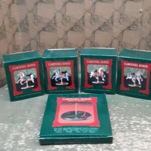 Hallmark -1989 carousel horses and display stand,Complete set of 4